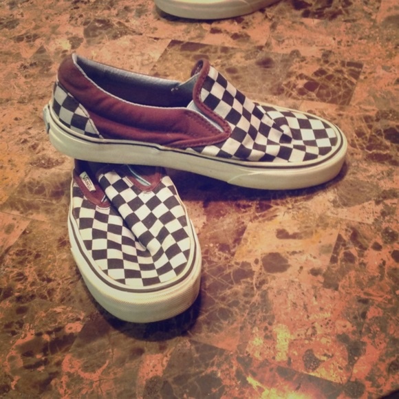light blue and dark blue checkered vans